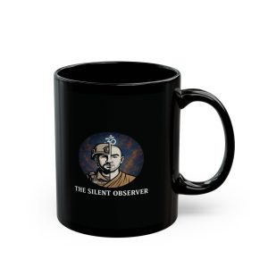 Meditative Black Mug | The Silent Observer | Gift for Mindfulness Lovers, Coffee Drinkers, Zen Decor, Unique Gift, Meditation Enthusiasts