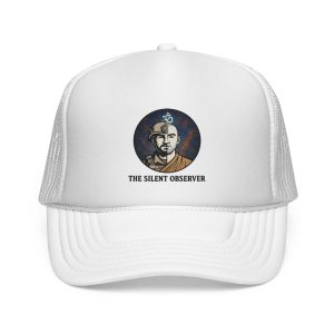 The Silent Observer Trucker Cap - Unique Graphic Hat for Thoughtful Adventurers